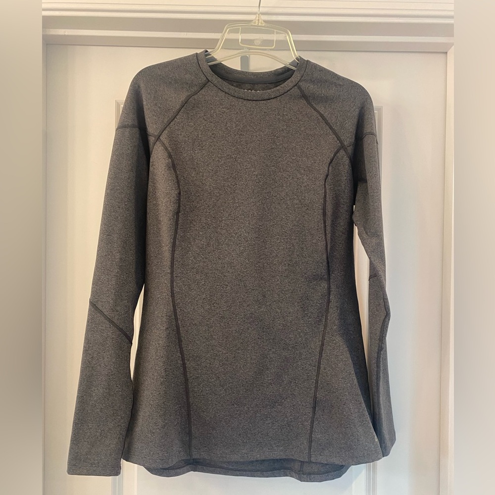 Women’s Reebok Playwarm Long Sleeve Fitted Crewneck Charcoal Gray Top Large